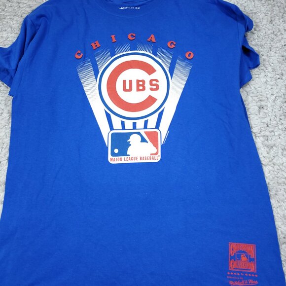 Chicago Cubs Mitchell & Ness Cooperstown Collection Blue Graphic Logo T-Shirt XL - Picture 5 of 7